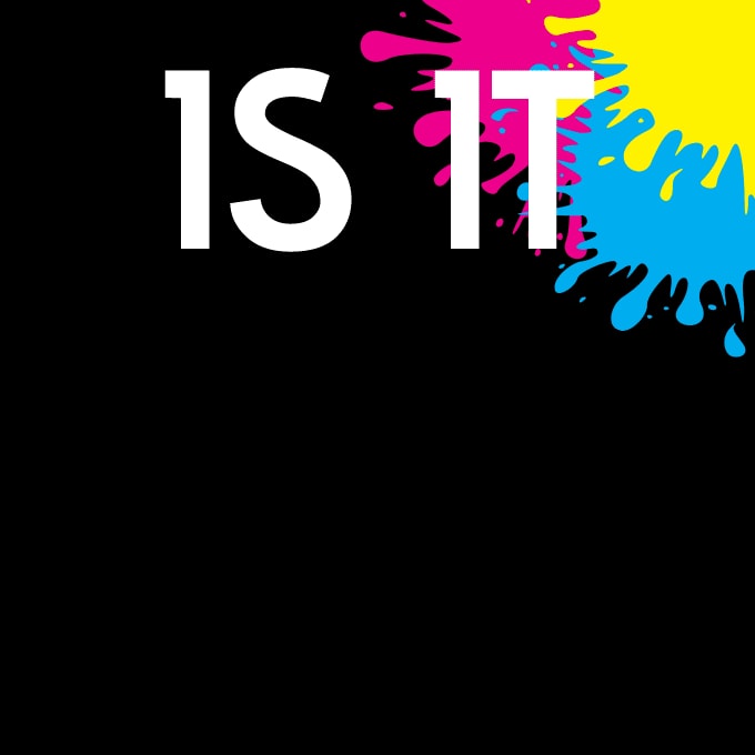 Bold CMYK paint splatter graphic